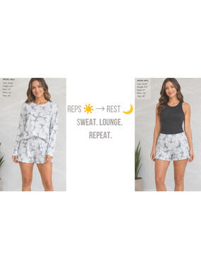Emerson Road Womens Small PJ Set Animal Print Lounge Bundle Black Tank